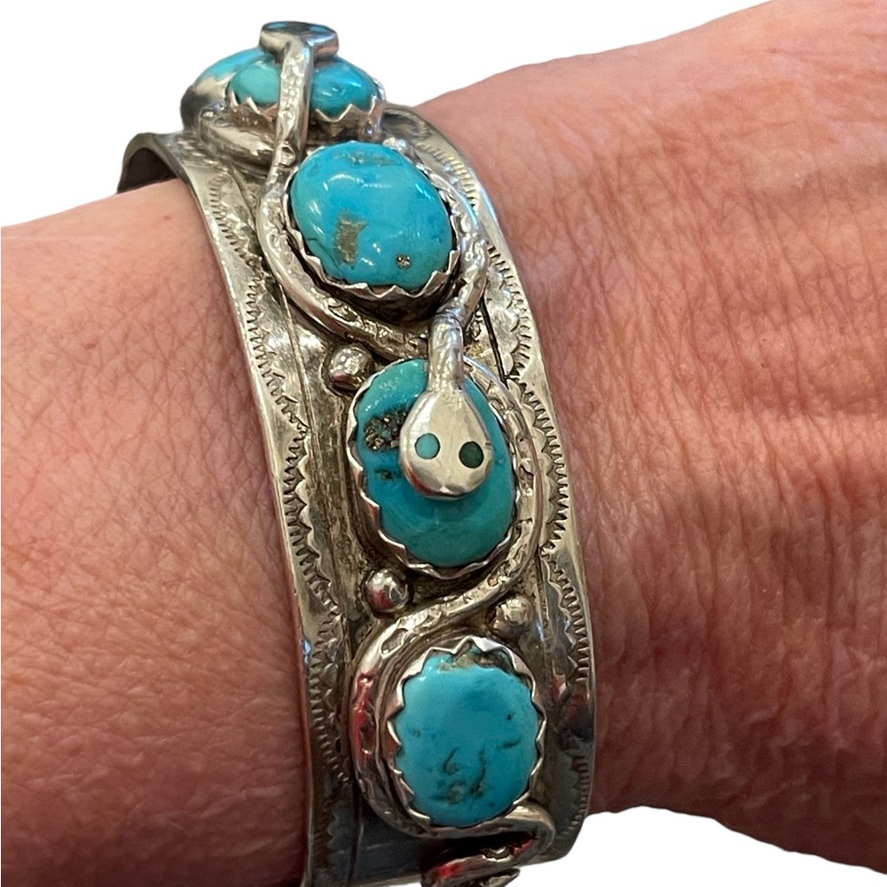 Set-Cuff, Earrings & Ring Sterling Silver & Turquoise from a Santa Fe Artisan